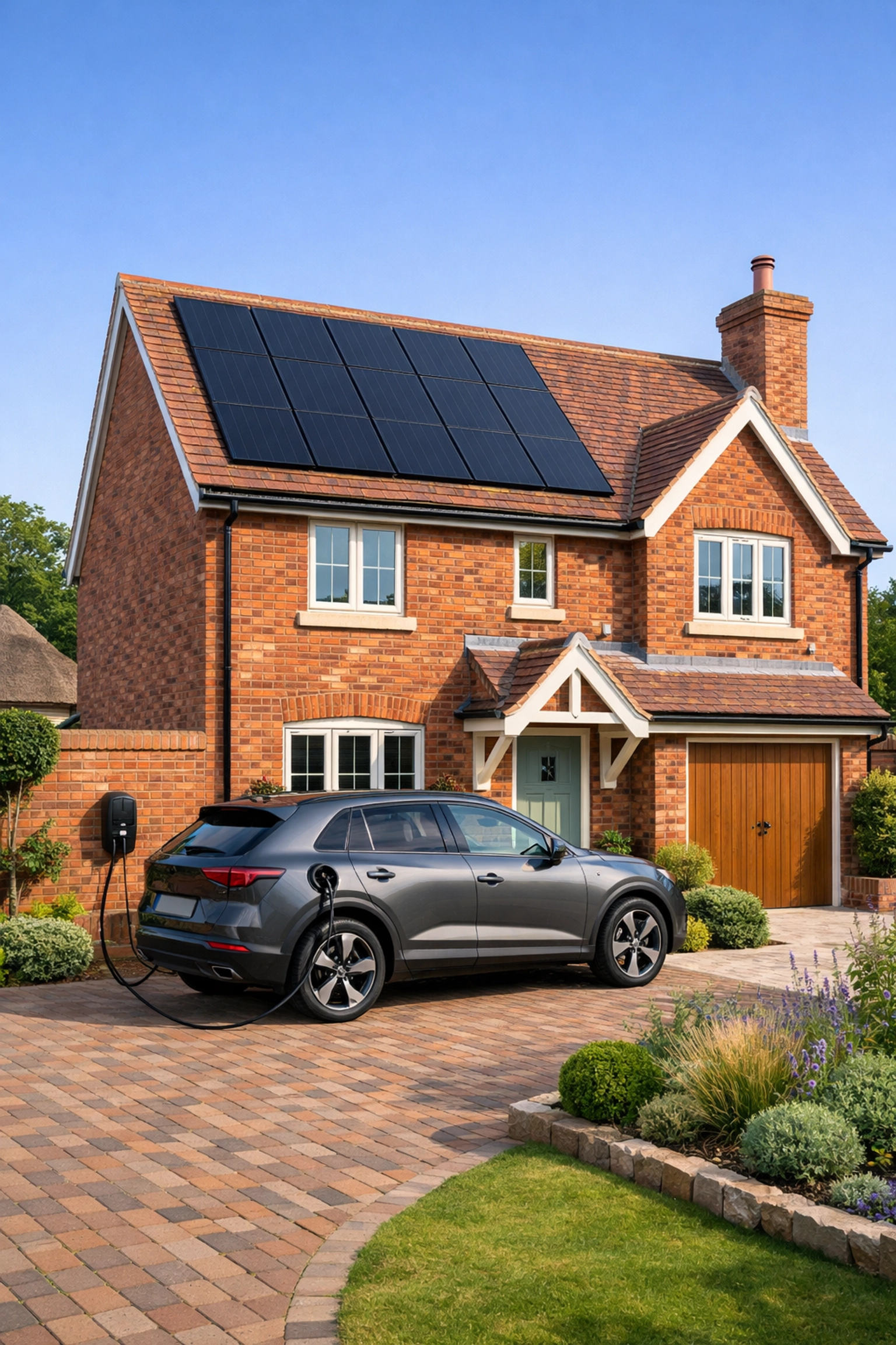 A Dorset home with solar panels and an EV charging point for integrated smart energy management.
