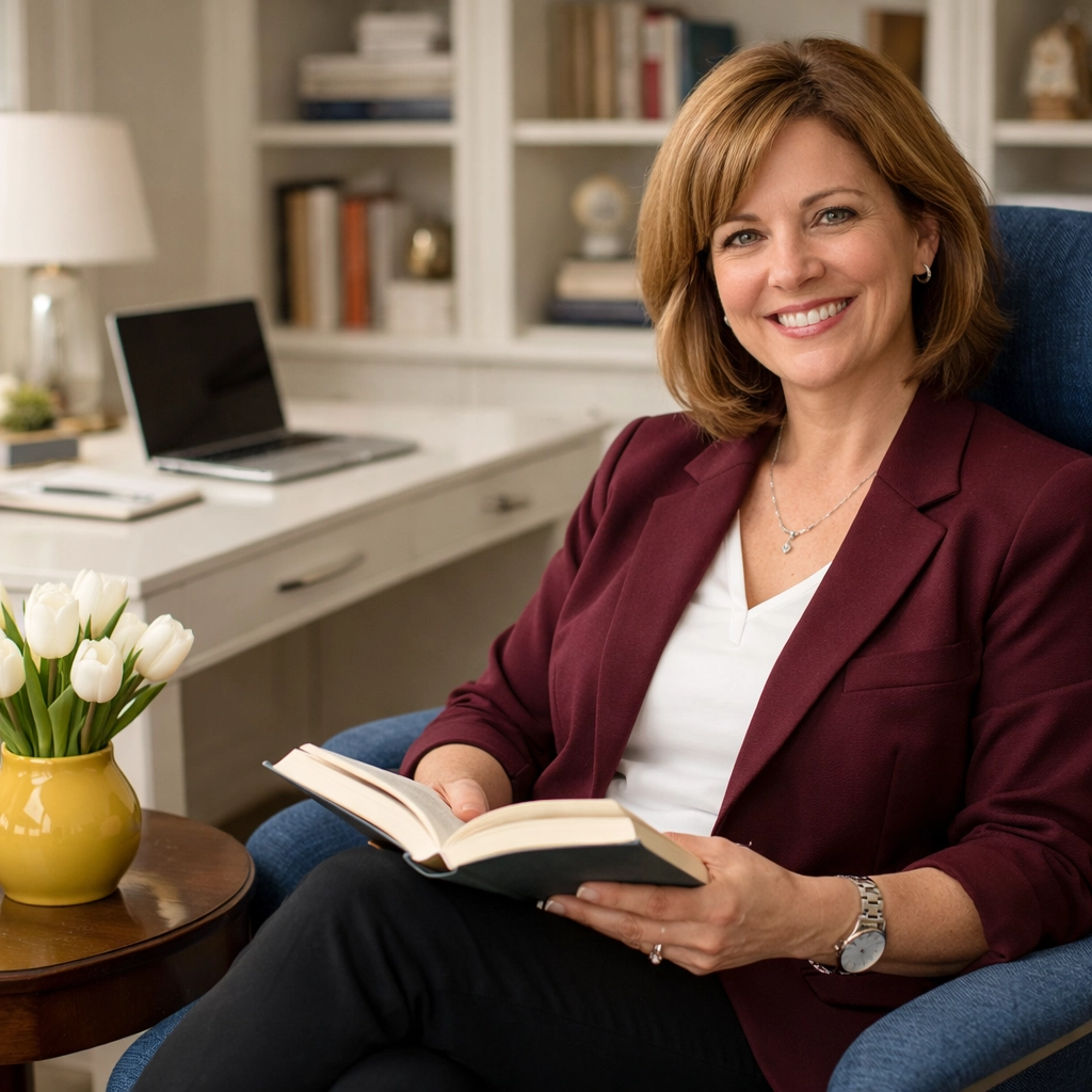 A WPI professor relaxing in an immaculate home office after a professional house cleaning Worcester MA service.