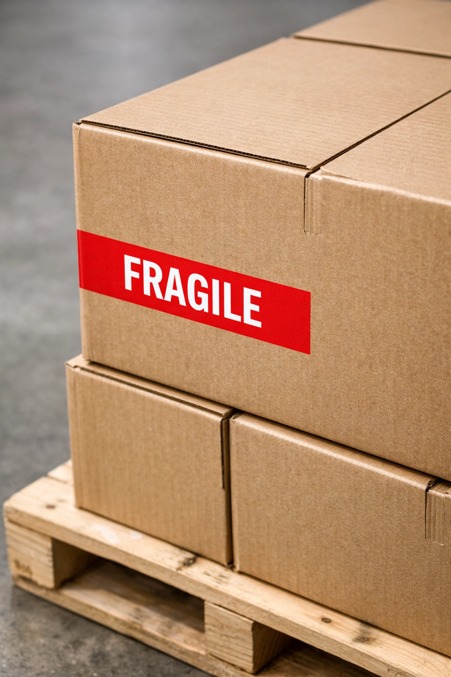 Sealed retail boxes on a pallet at a Hertford storage facility, ready for efficient logistics in retail distribution.