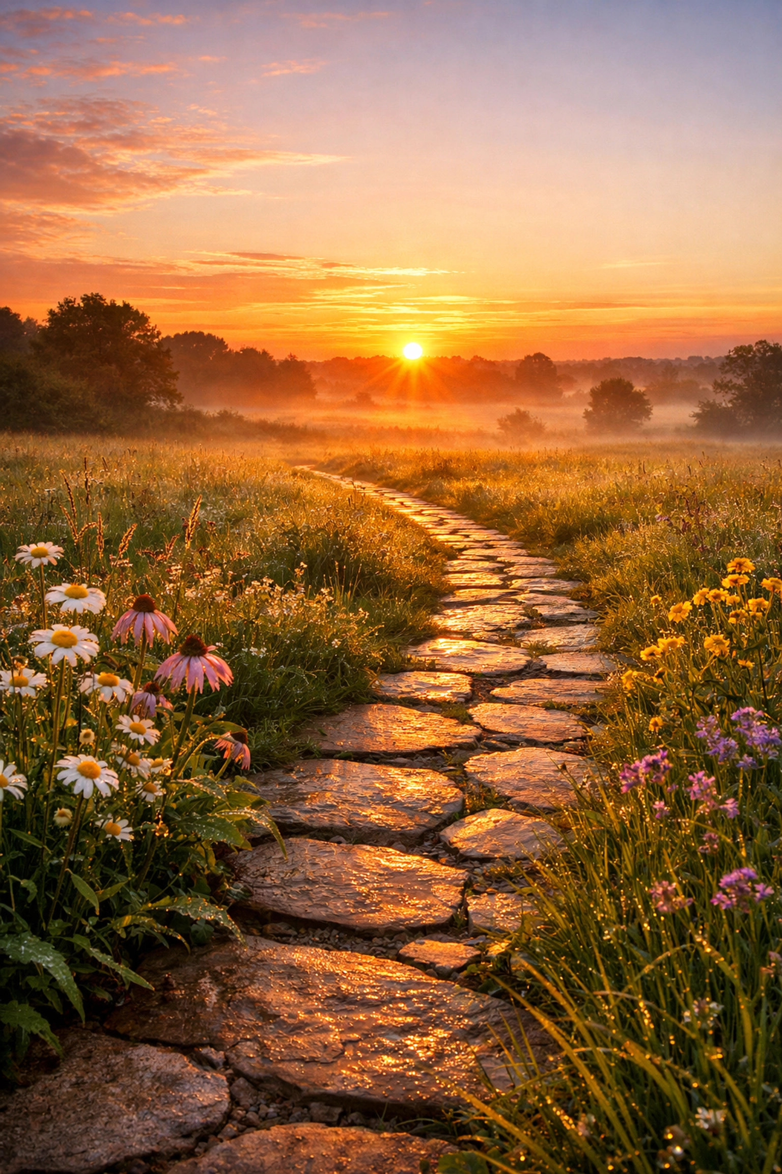 Sunrise over a peaceful meadow representing resilience and the path to healing after a crisis in New Jersey.