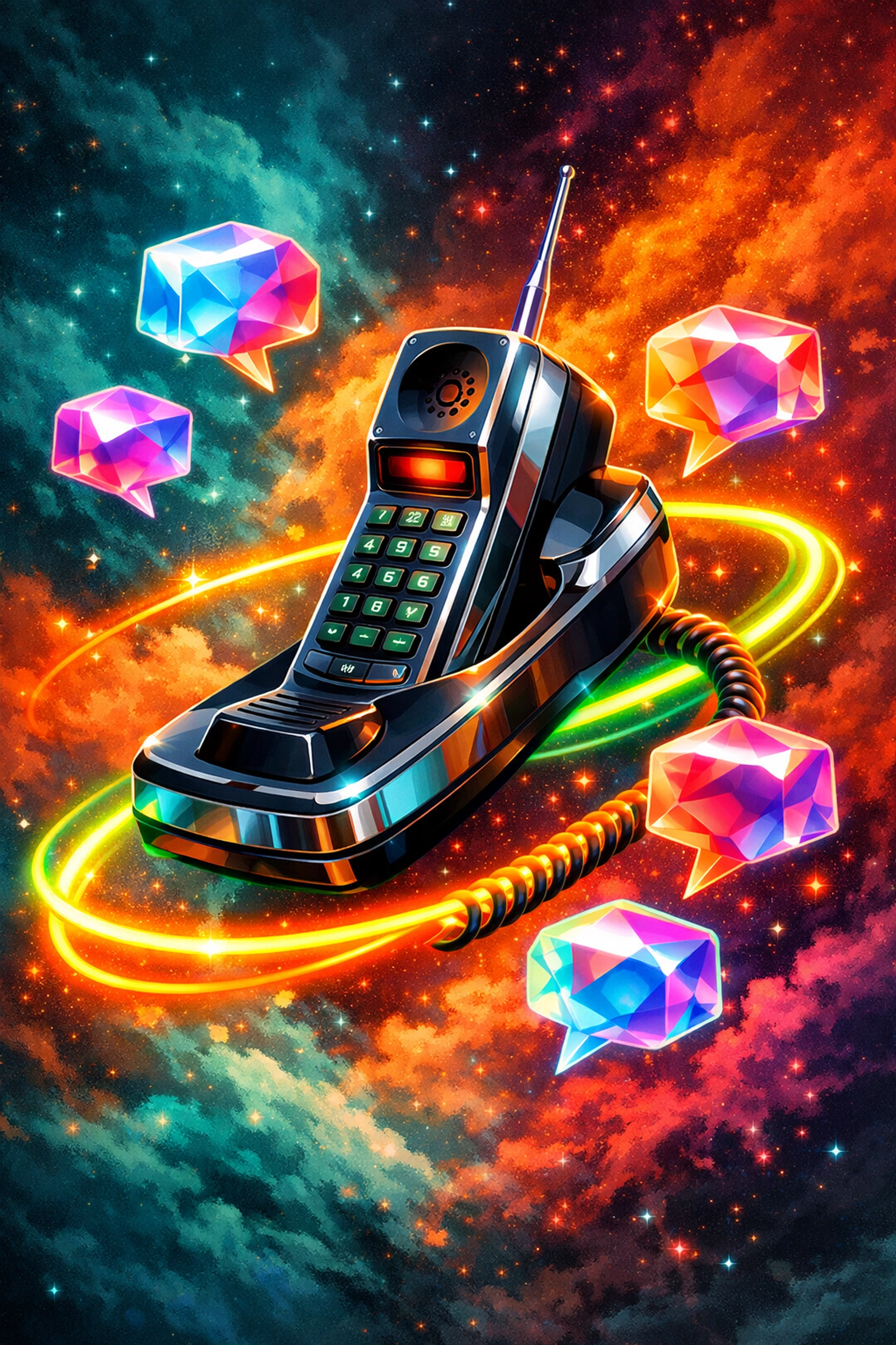 A glowing retro phone symbolizing bold communication with a doctor about sexual concerns.