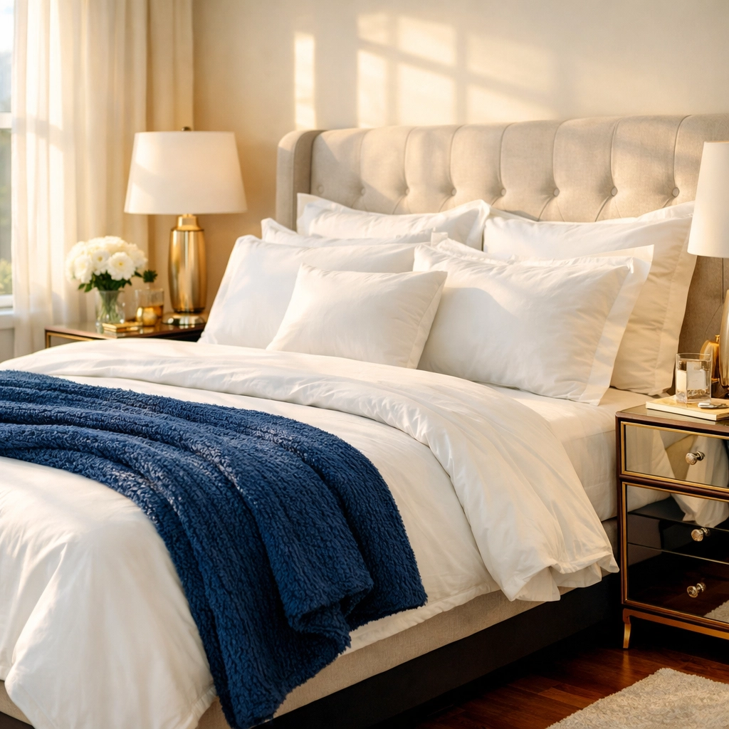 A pristine master bedroom after professional deep cleaning Newton MA for a stress-free home.