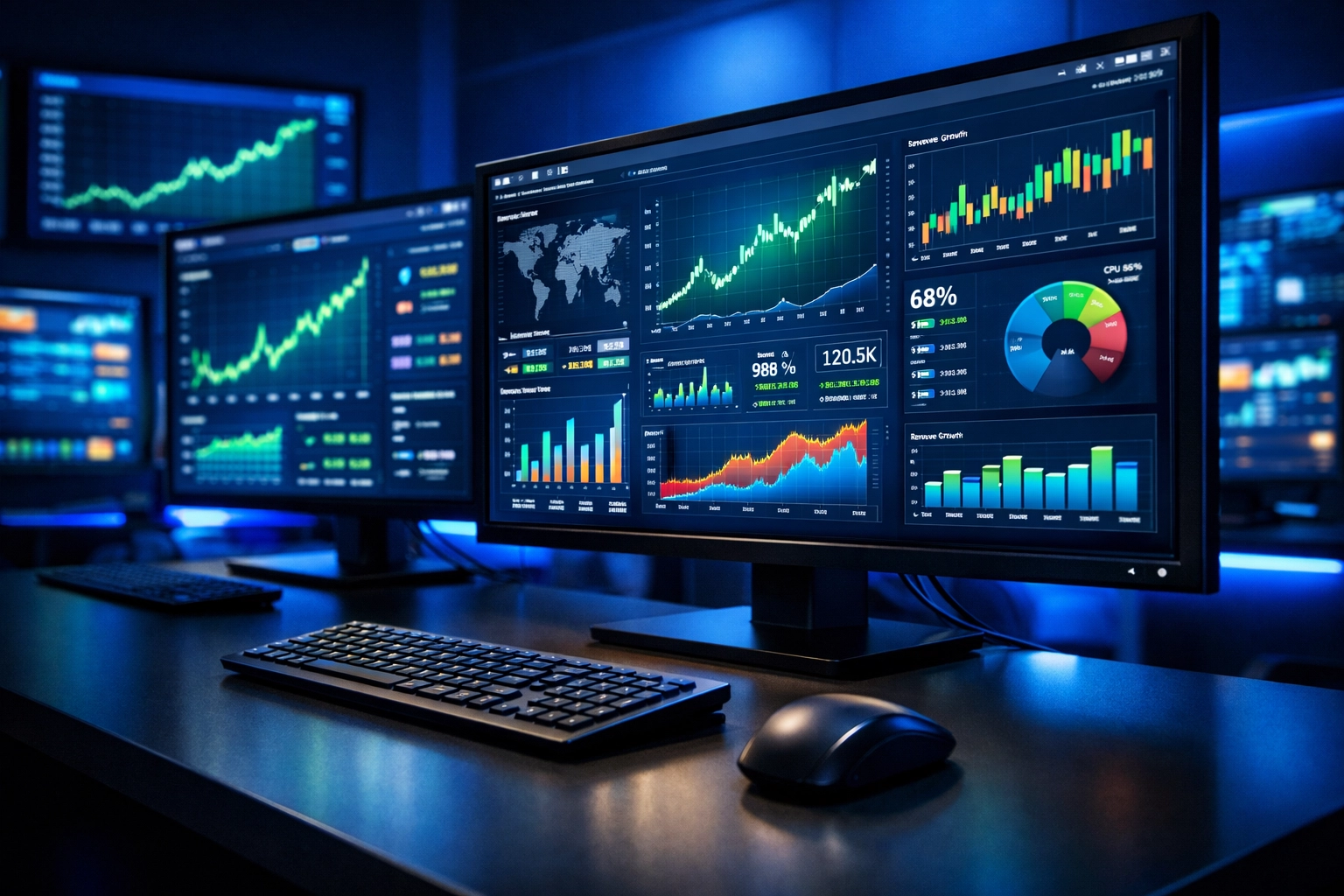 Analytics dashboard showing real-time business metrics and performance data for growth optimization