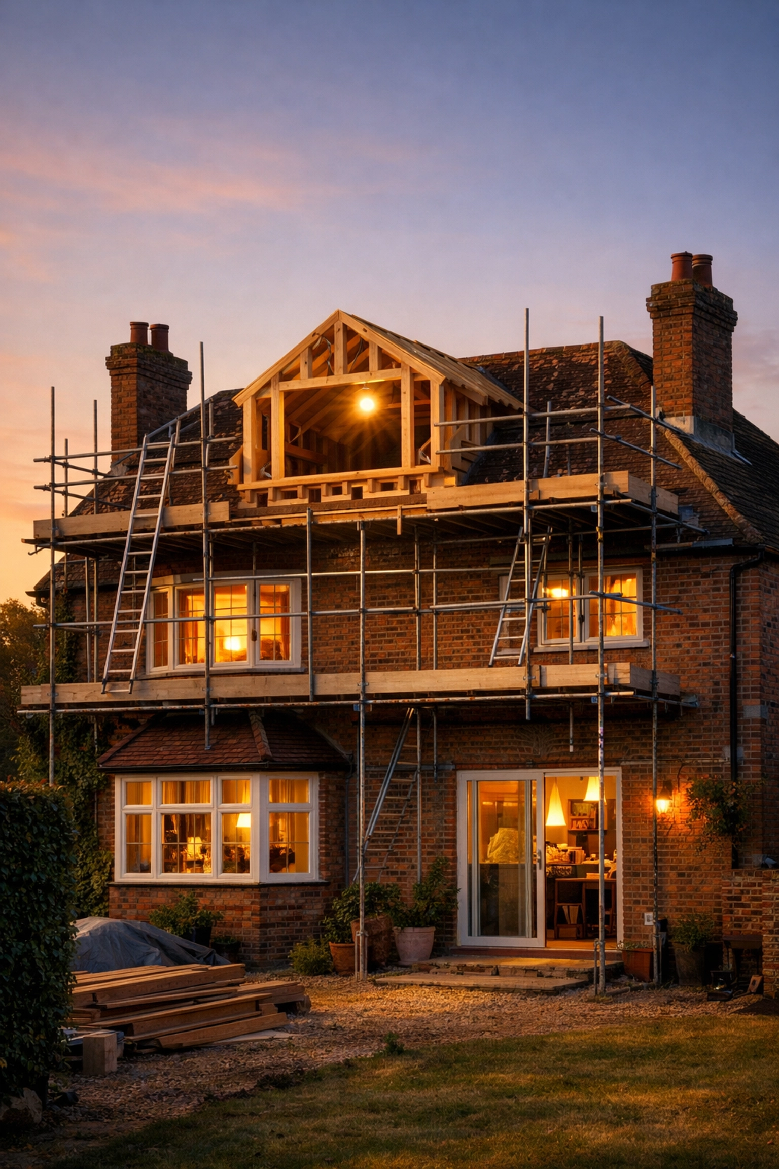Exterior of a Bognor Regis home under construction for a new dormer loft conversion.