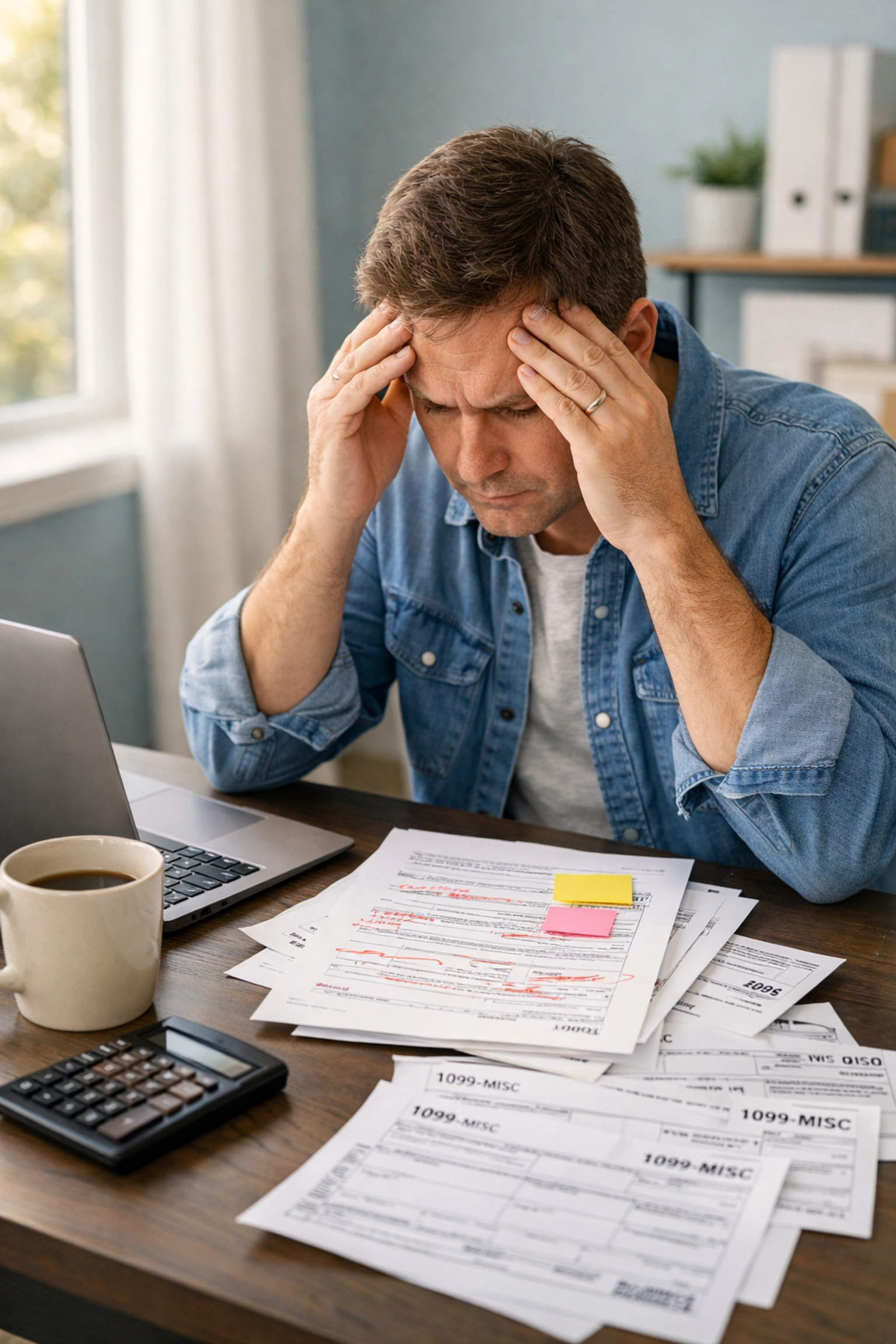 Business owner stressed over 1099 forms with errors and corrections