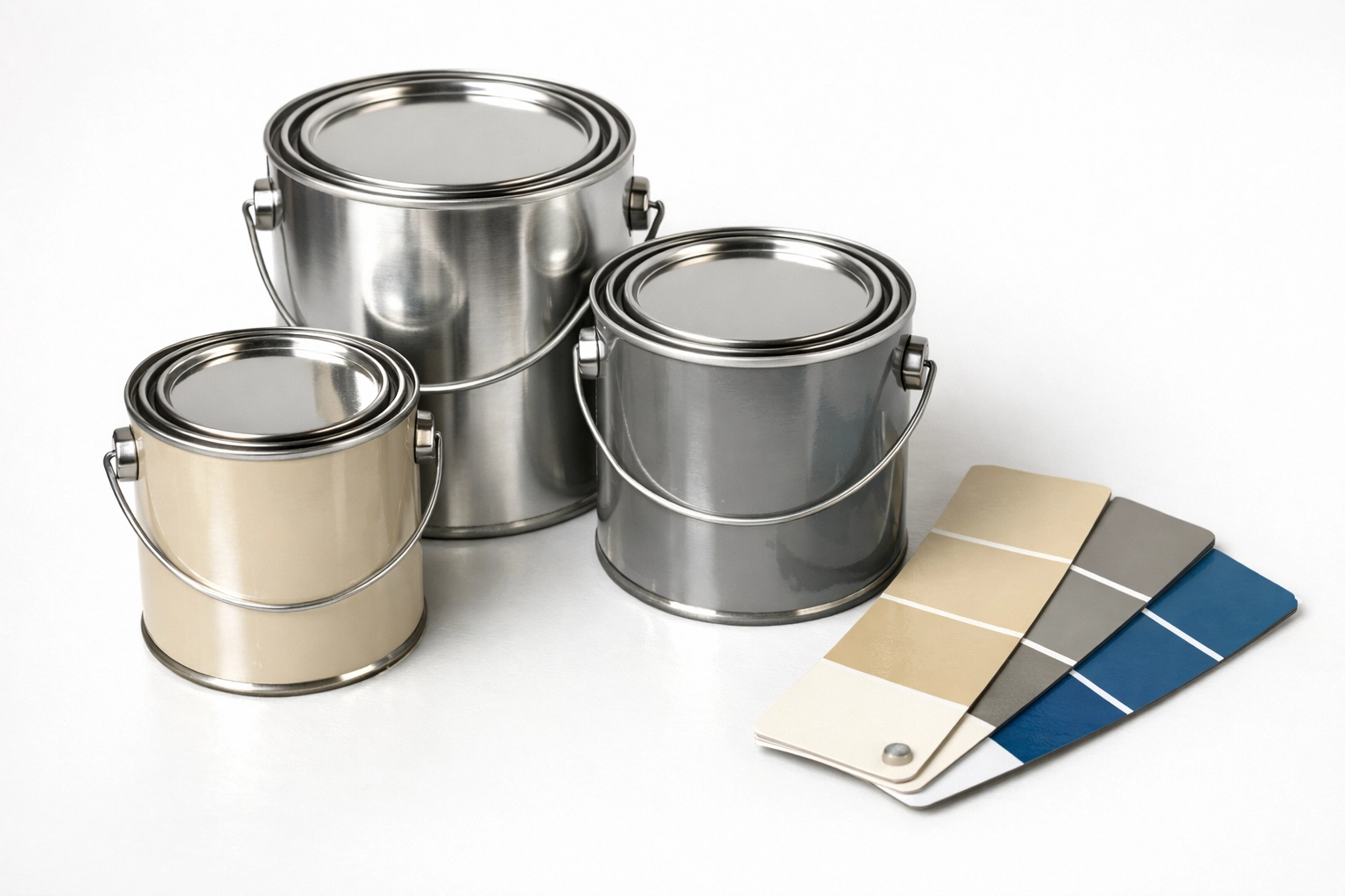 Weather-resistant exterior paint colors and swatches in beige, gray, and coastal blue
