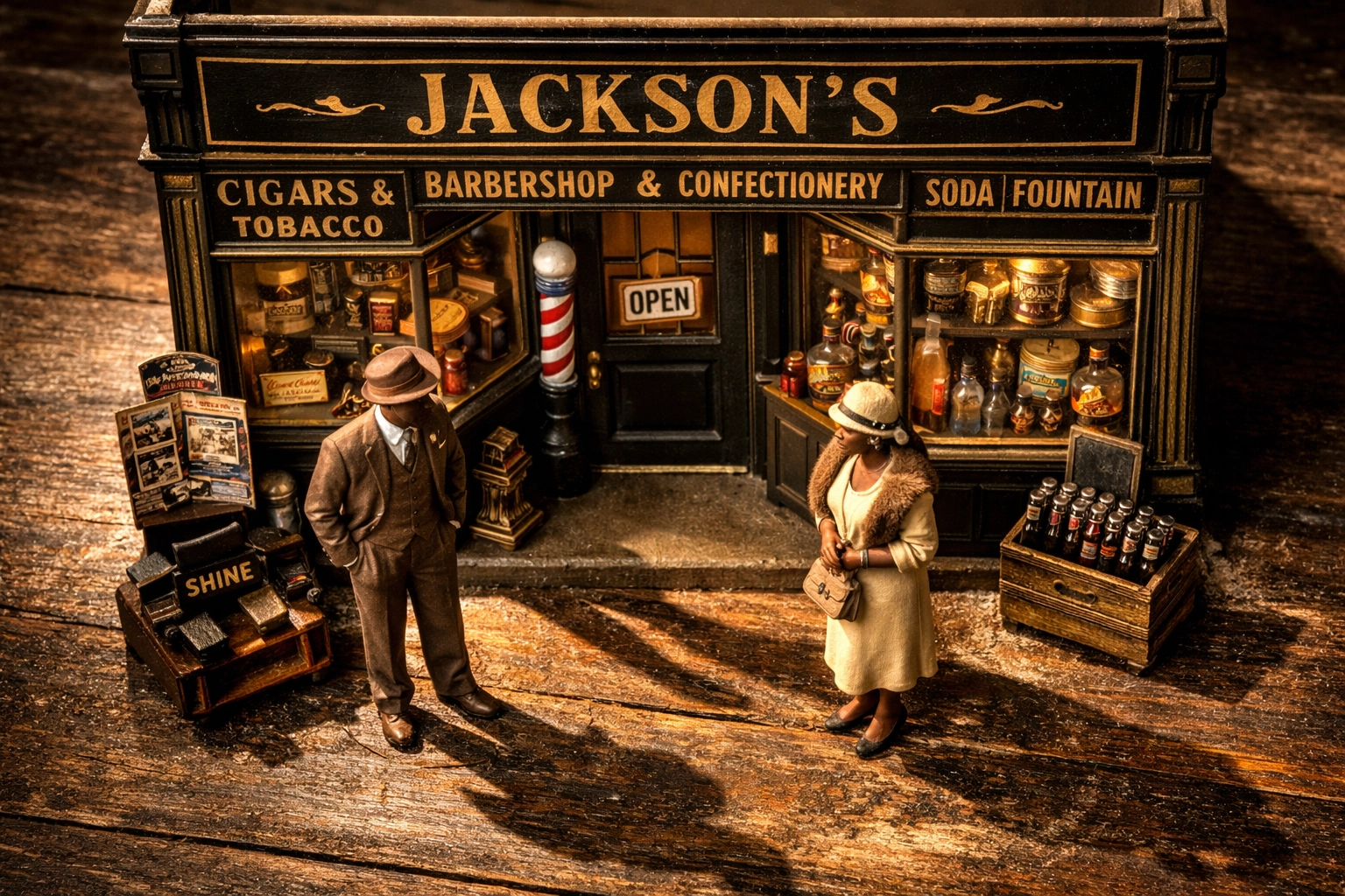 Historic Black Wall Street business storefront showcasing 1920s Black-owned entrepreneurship and commerce