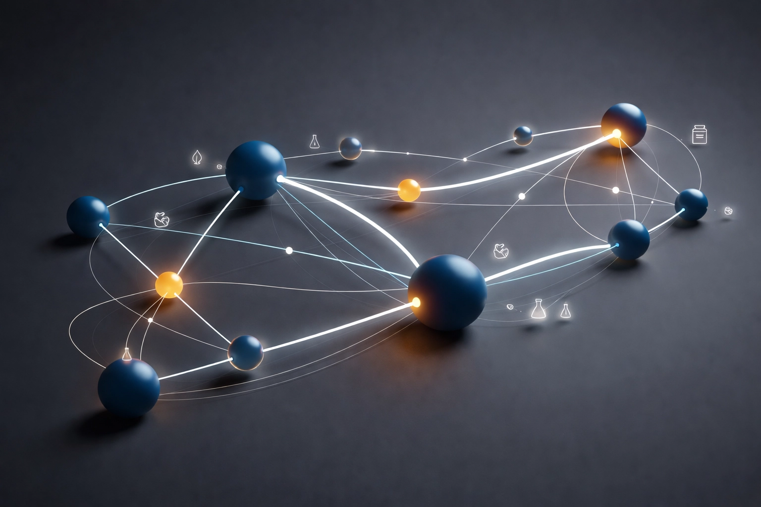 Looking For Reliable Chemical Ingredient Supply? Here Are 10 Things You Should Know 4 Abstract molecular supply chain illustration featuring interconnected nodes, emphasizing transparency and traceability in ingredient sourcing
