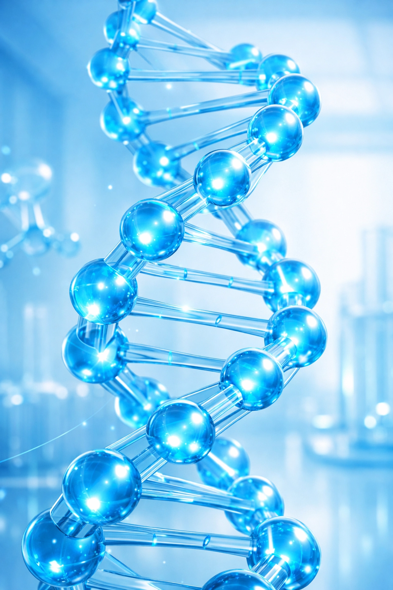 A glowing blue molecular structure illustrating advanced cellular signaling and the future of regenerative medicine.