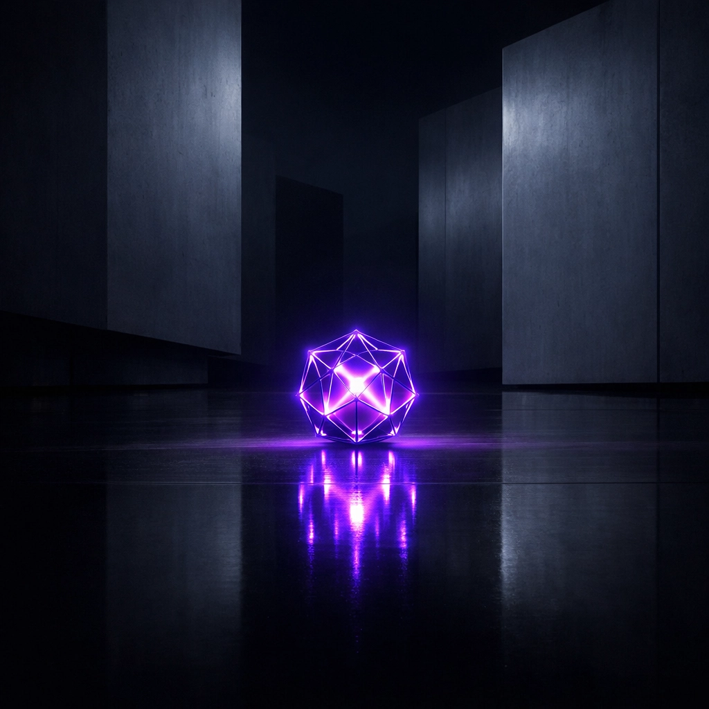 A bright violet light representing a small business's data-driven edge over larger competitors.