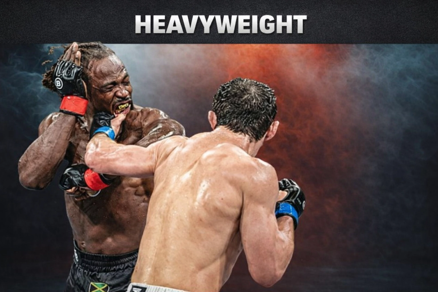 Two MMA fighters squared up, ready to collide