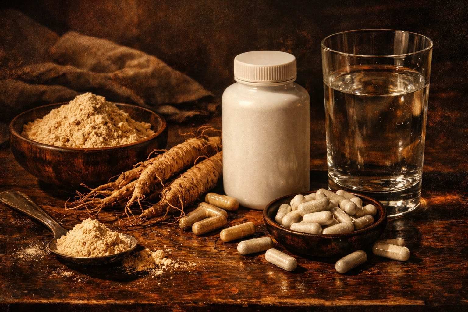 Maca root and Panax ginseng natural supplements for male sexual performance