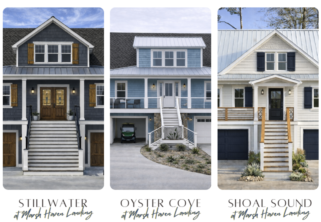 Coastal homes at Marsh Haven Landing