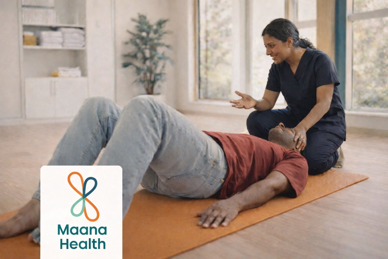 A physical therapist guides a patient through evidence-based exercise therapy