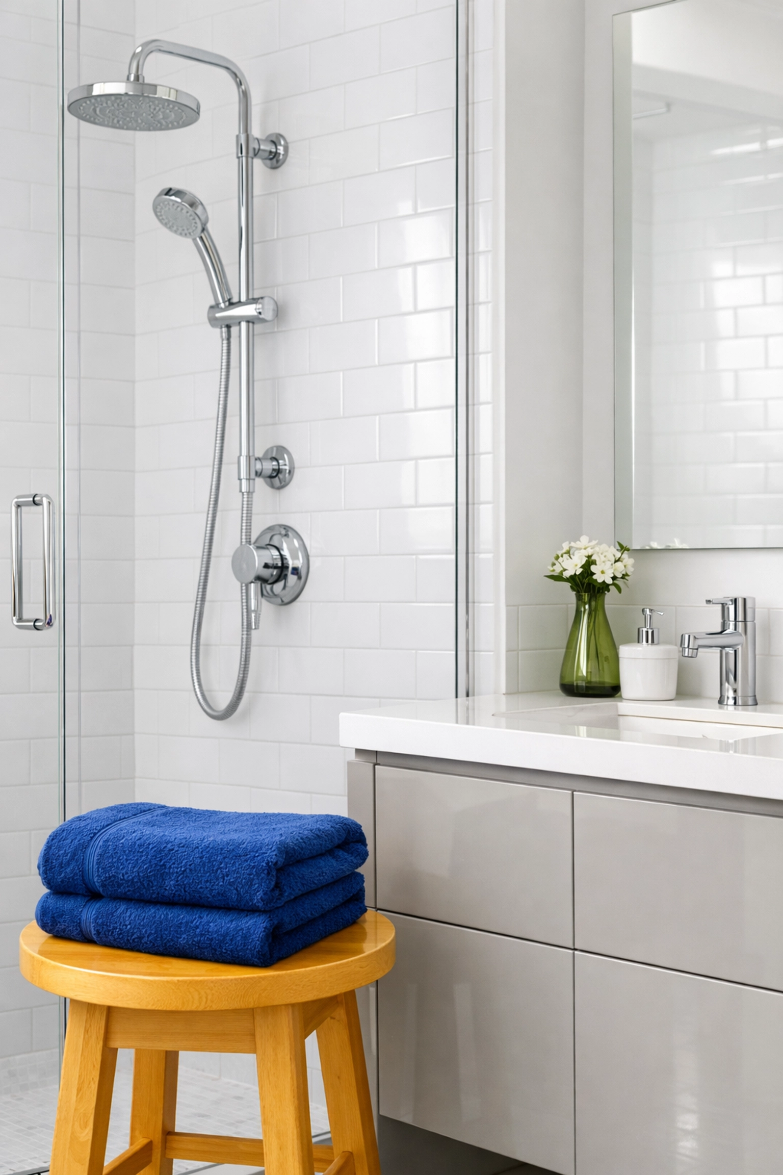 Sparkling clean bathroom with pristine tiles and grout after a professional Move-In Cleaning Boston.