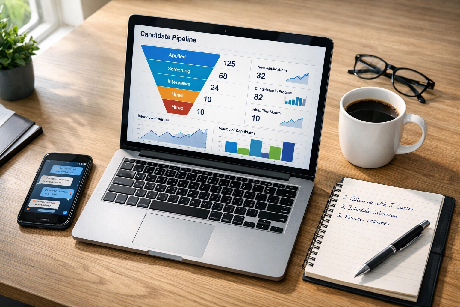 Police recruitment dashboard showing candidate pipeline and automated follow-up system