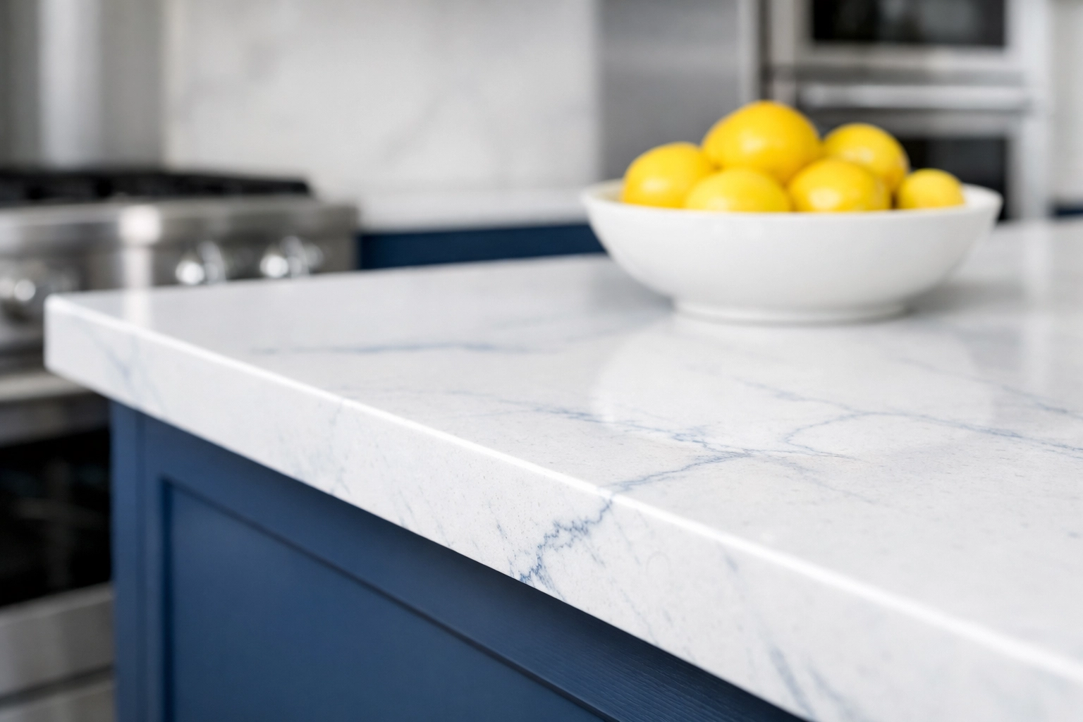 Pristine kitchen island following a professional post construction deep cleaning Carlisle.