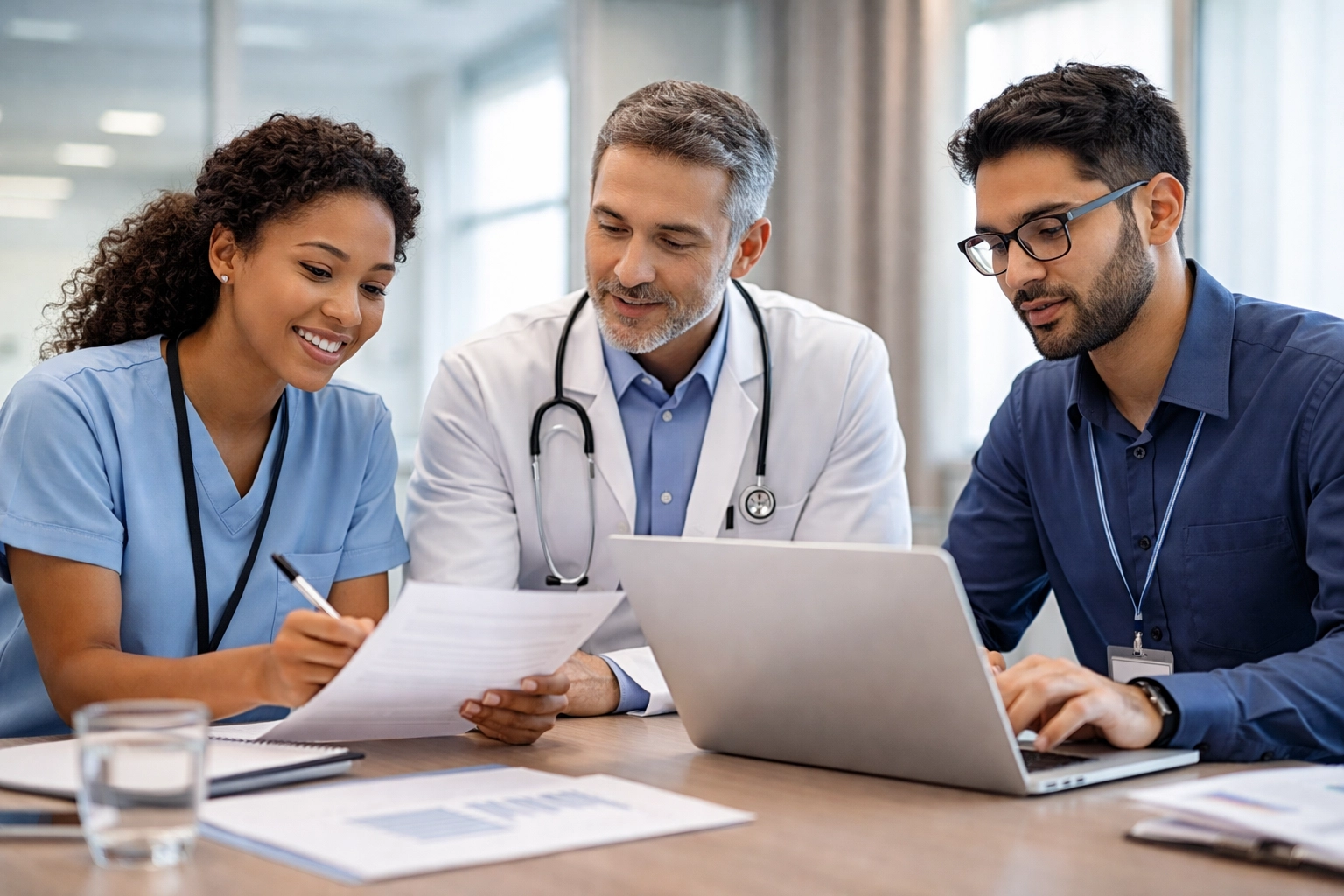 Healthcare team discusses clinical decision support strategies, emphasizing CDS governance and EHR security