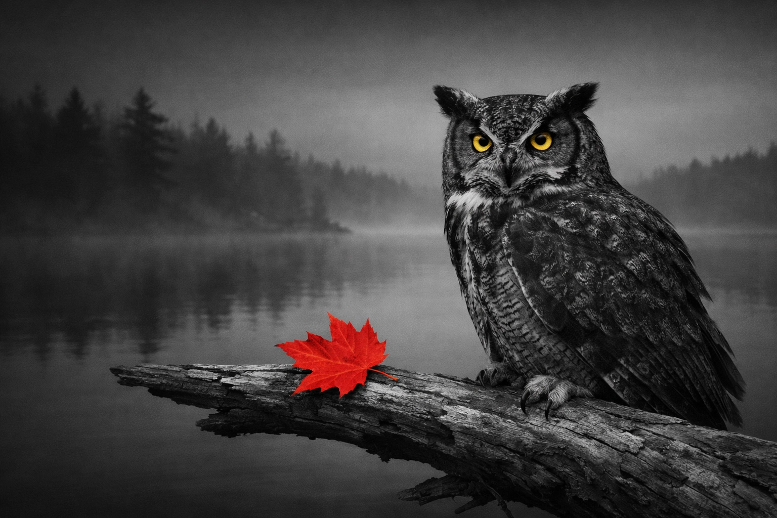 Great Horned Owl in Muskoka, highlighting the importance of protecting local wildlife from traditional pest poisons.