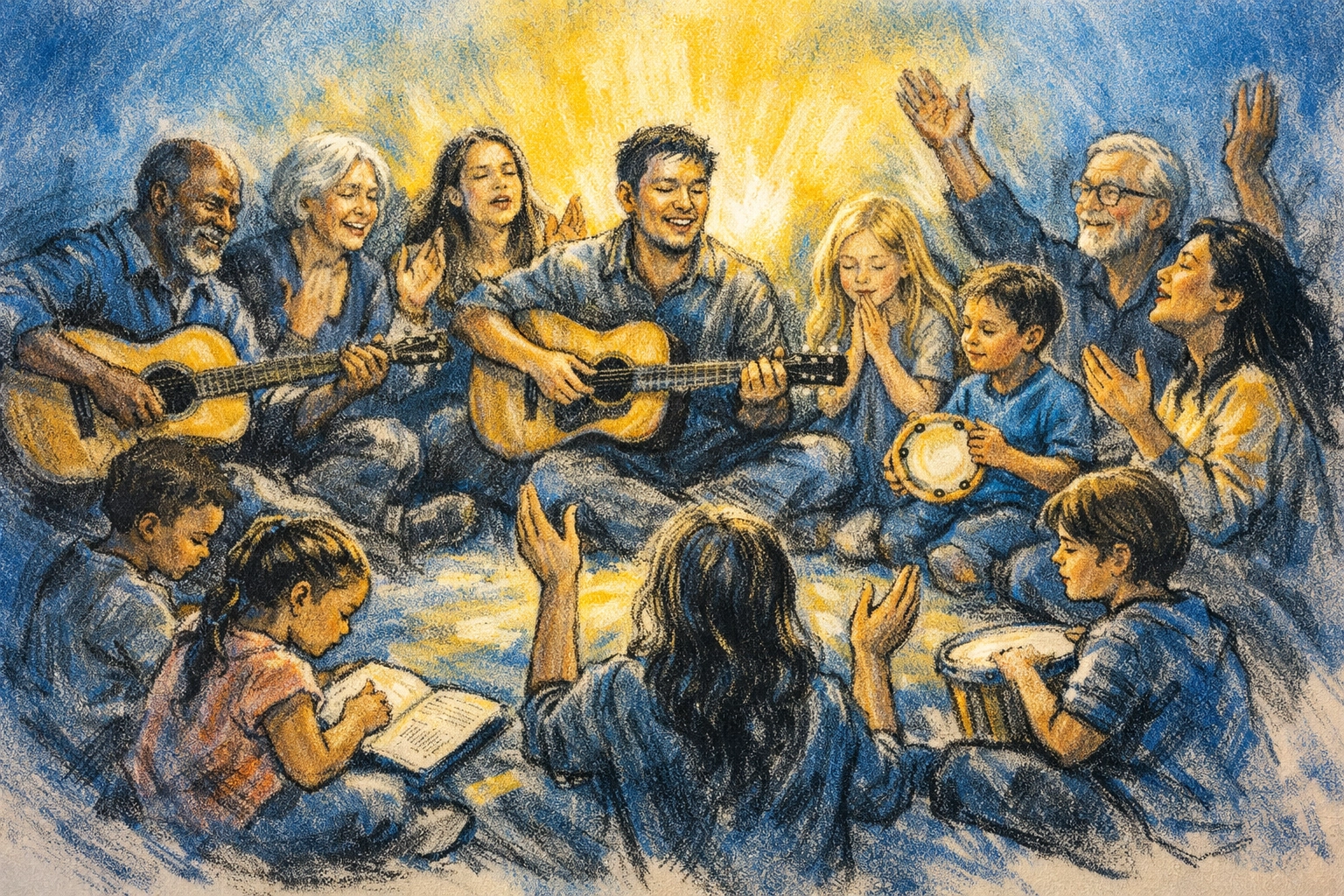 Multigenerational worship community circle at First Assembly Memphis