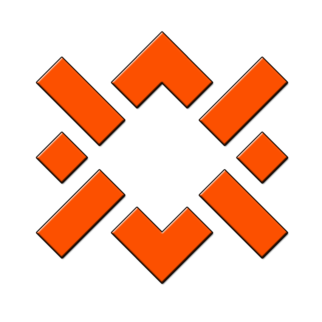 Liknexis Logo Abstract geometric logo with orange and black elements
