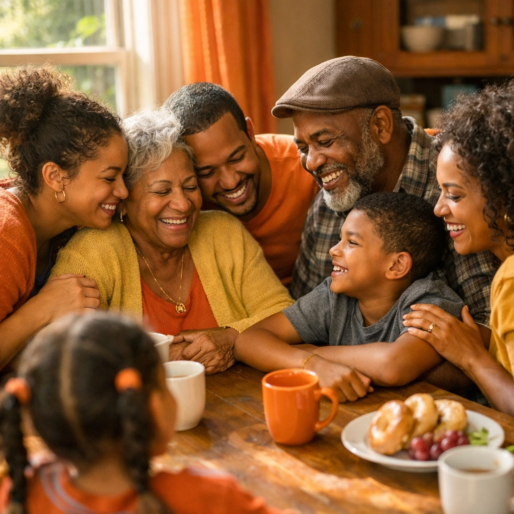 Multi-generational family in New Jersey receiving support and assistance together at home