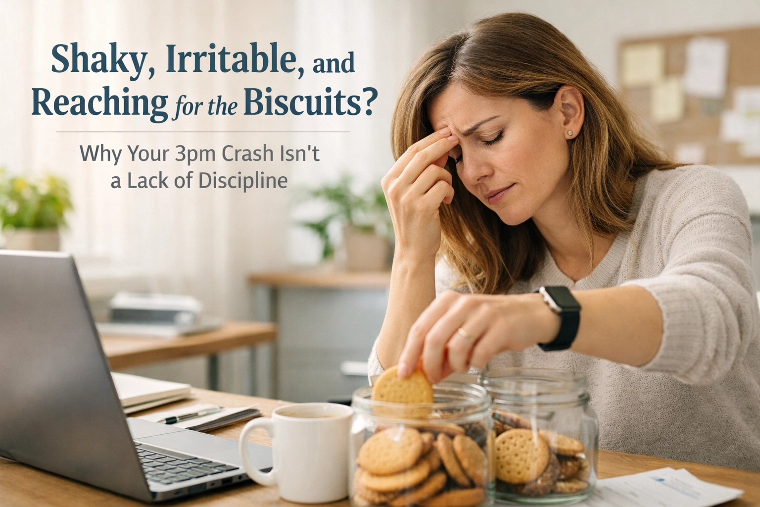 [HERO] Shaky, Irritable, and Reaching for the Biscuits? Why Your 3pm Crash Isn't a Lack of Discipline