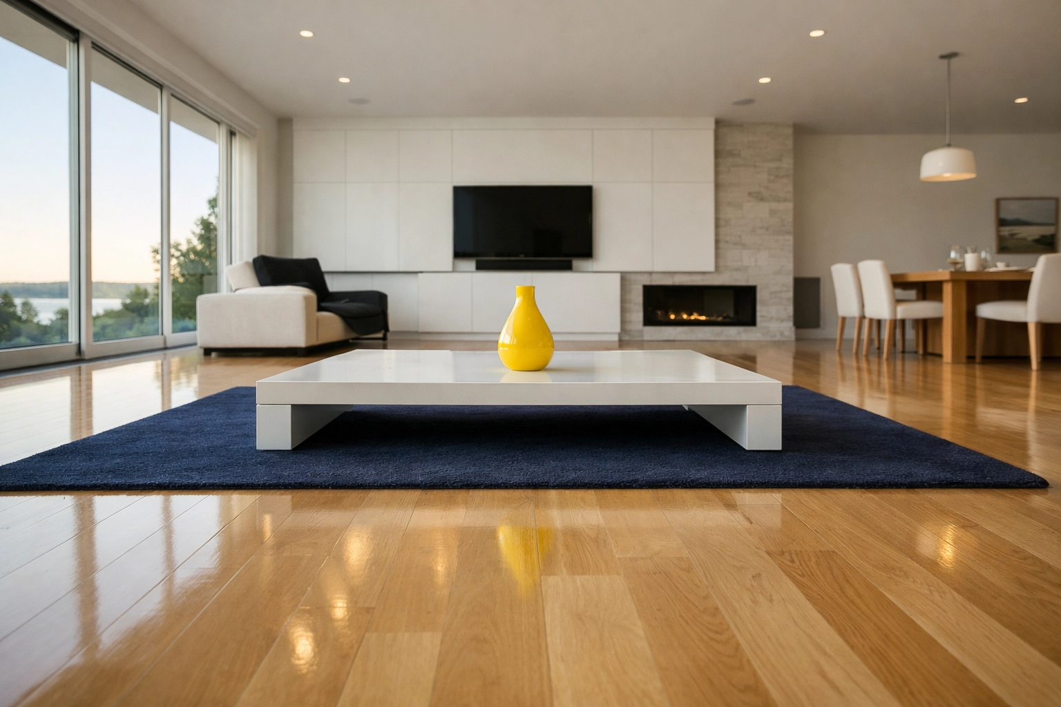A bright, decluttered Massachusetts living room ready for professional cleaning services near me.
