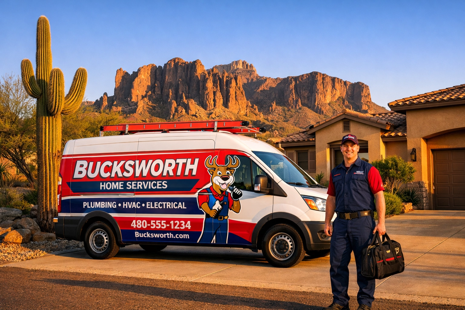 Bucksworth Home Services van parked in Apache Junction AZ providing reliable local plumbing repairs.