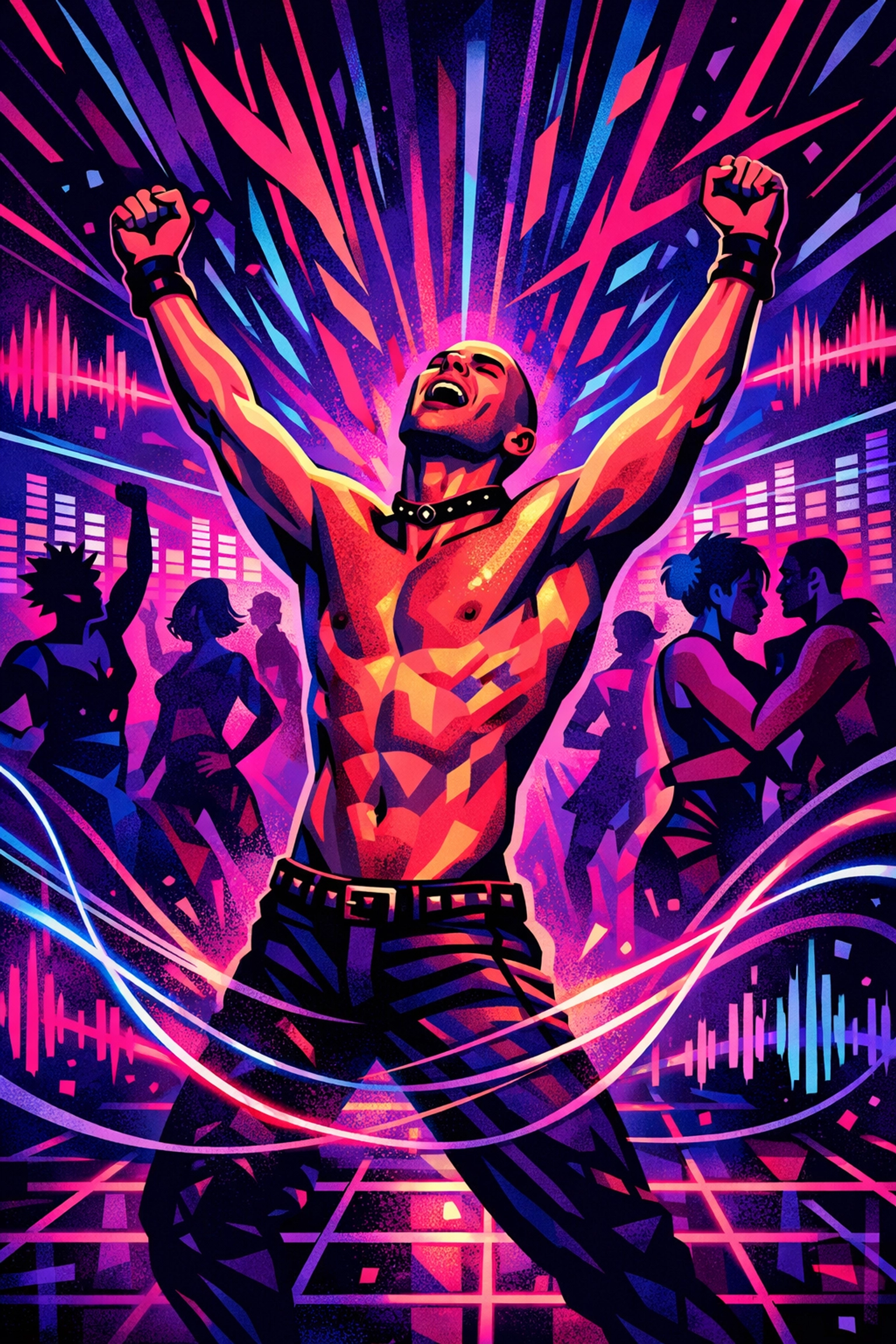 Queer dancer experiencing liberation on Berlin techno dance floor with community