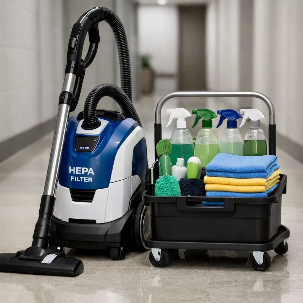 Professional-grade HEPA vacuum and eco-friendly supplies provided by reliable cleaning services near me.