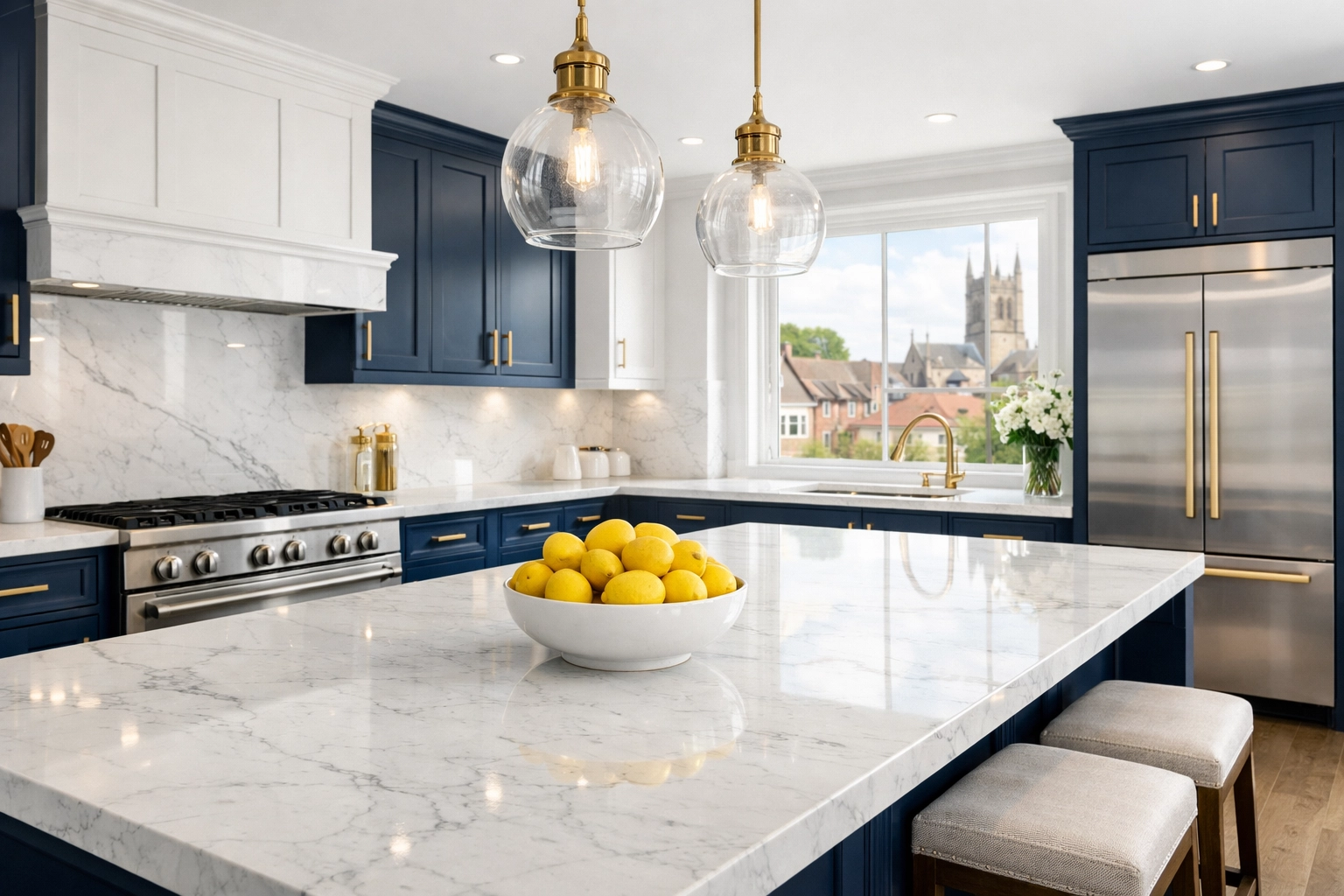 Spotless luxury kitchen in a Worcester home after a professional deep cleaning service.