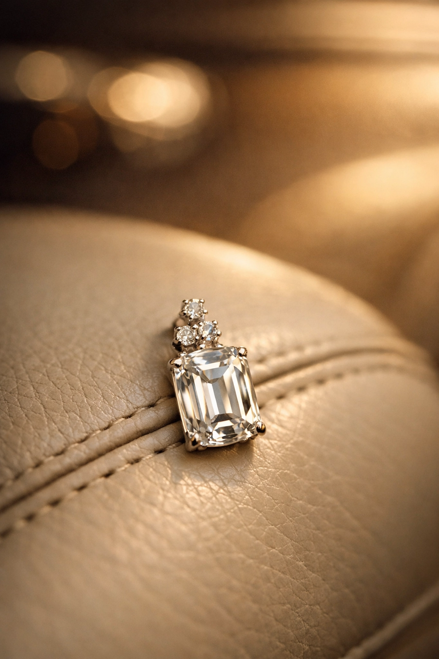 Diamond earring lost on cream leather car seat from gay couple's luxury vehicle