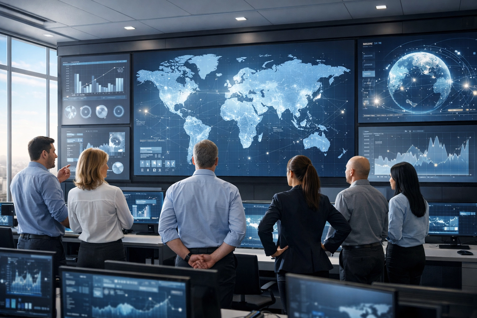 Strategic consultants analyzing global media data for international market penetration at Dakdan Worldwide.