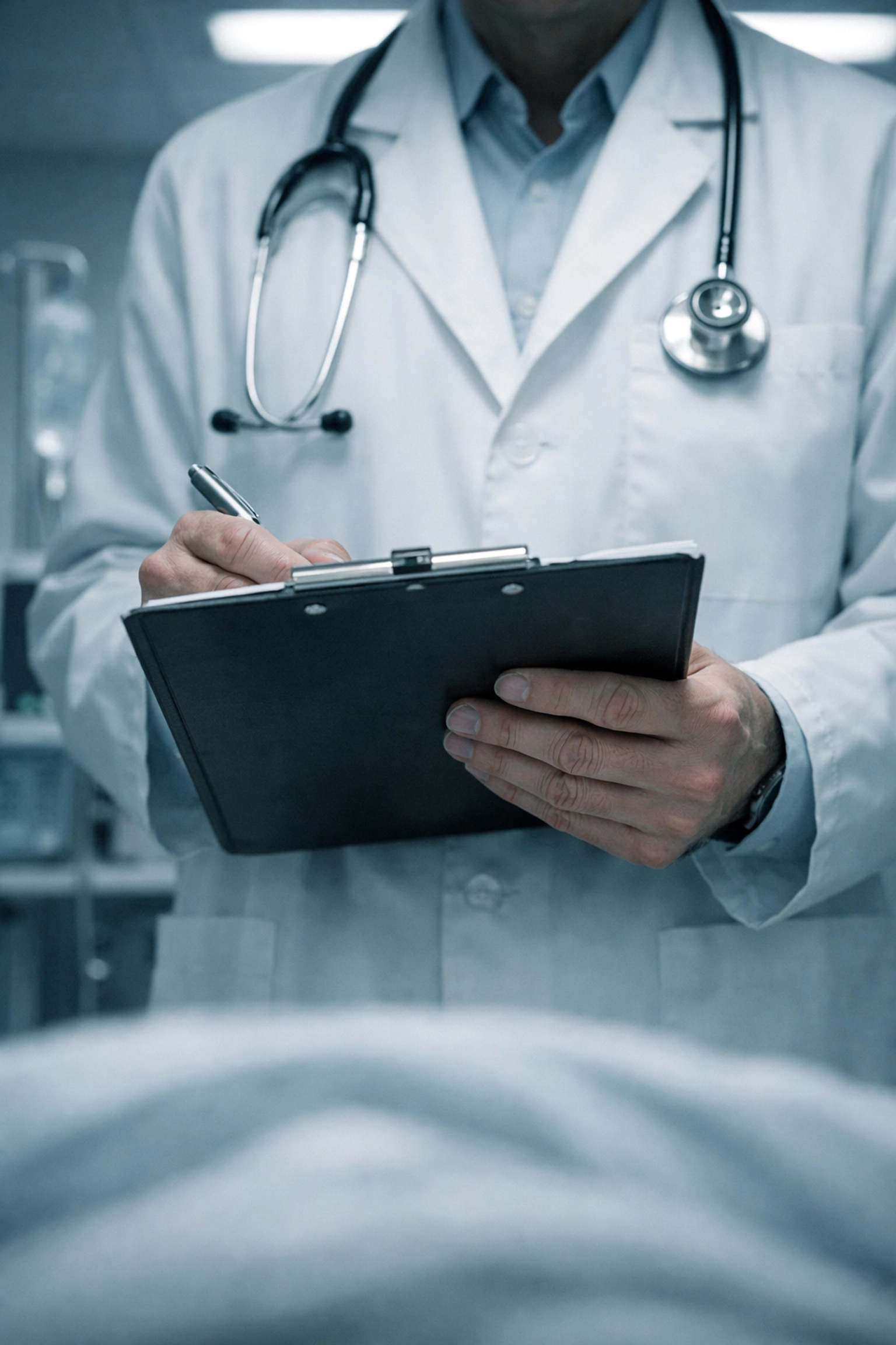 Healthcare provider holding clipboard representing clinical barriers in addiction treatment