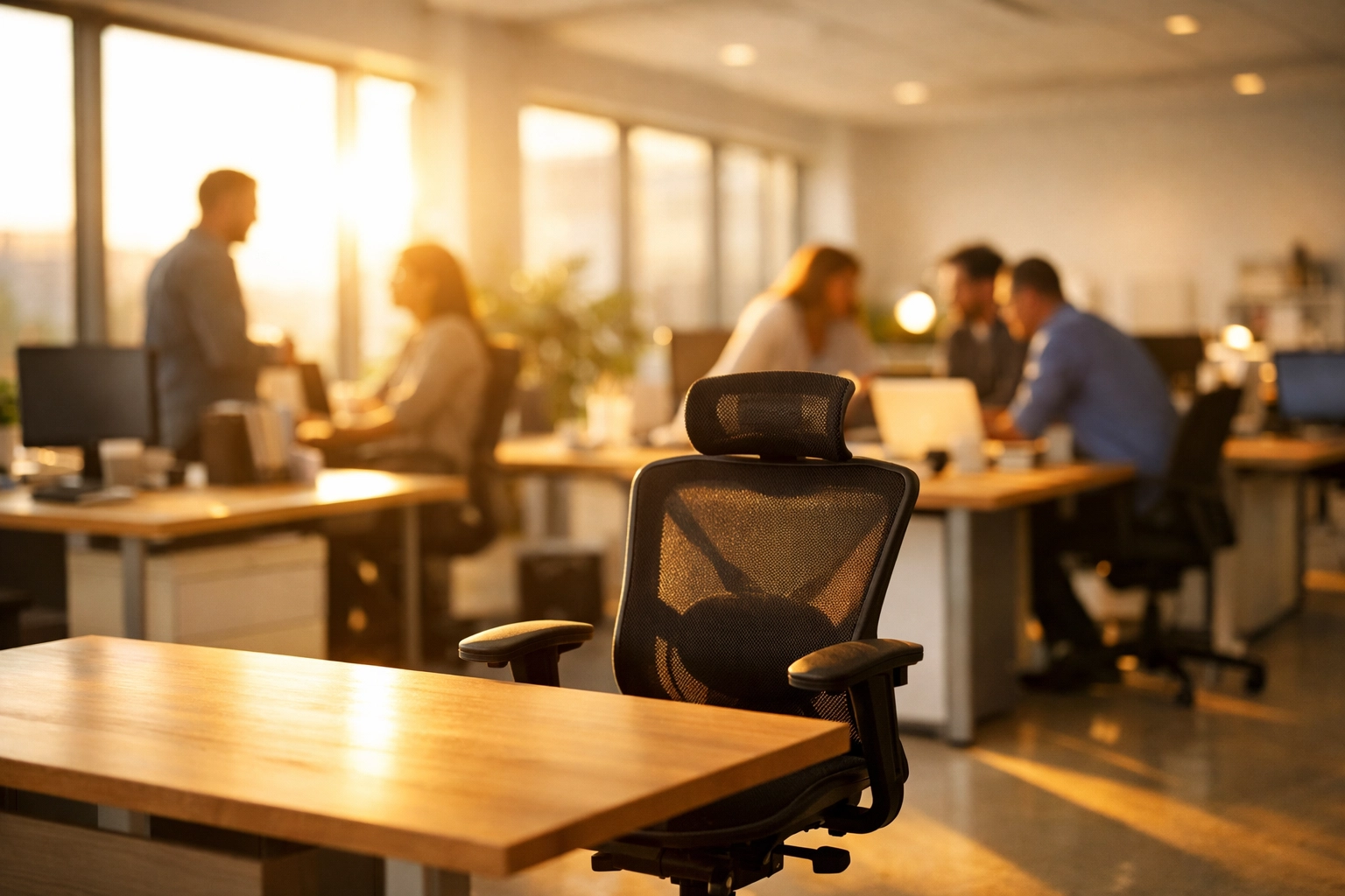 Modern open kantoor met een beschikbare werkplek voor toptalent in ICT of Finance.