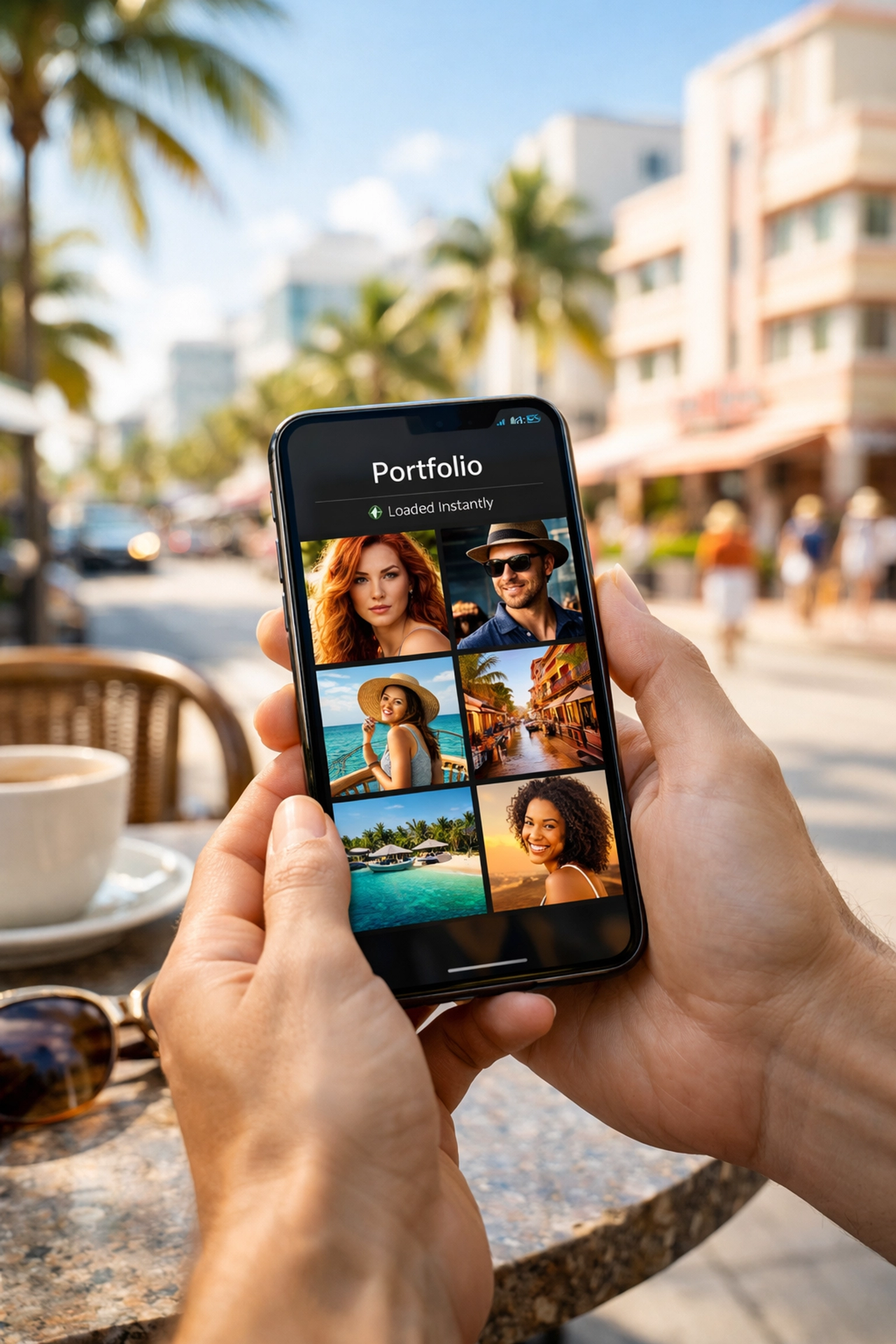 How to Shrink Your High-Res Photos in Seconds Without Losing Quality 3 A professional photography portfolio loading instantly on a smartphone to show fast user experience.