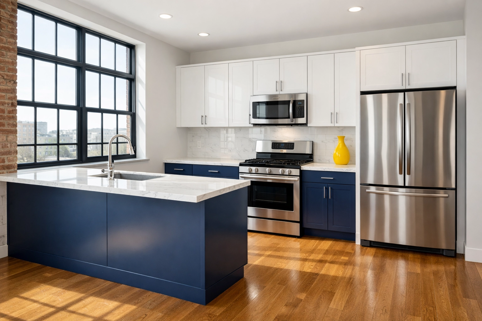 Pristine kitchen in a Lowell loft after a professional move-in/move-out cleaning Lowell service.
