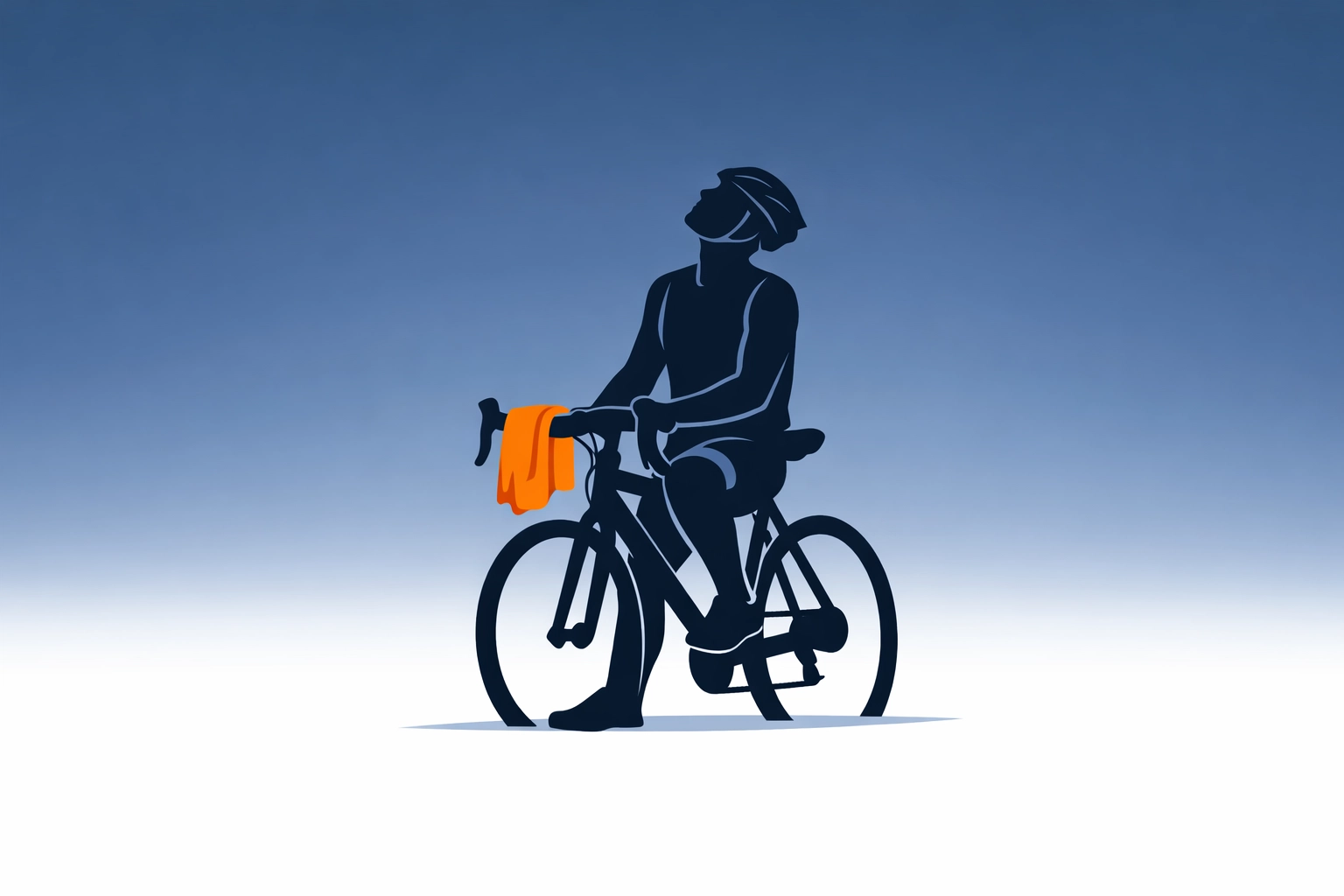 Motivational illustration of a cyclist recovering after a successful indoor interval training session.