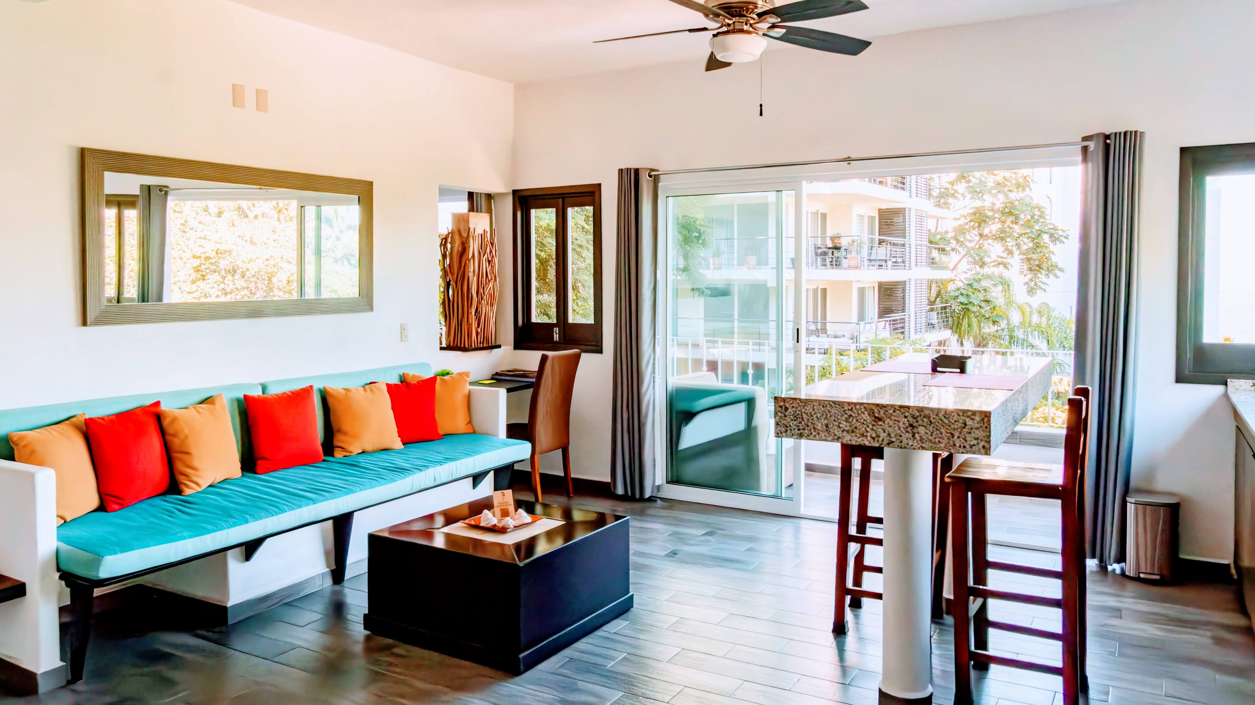 Bright, modern Puerto Vallarta condo living area