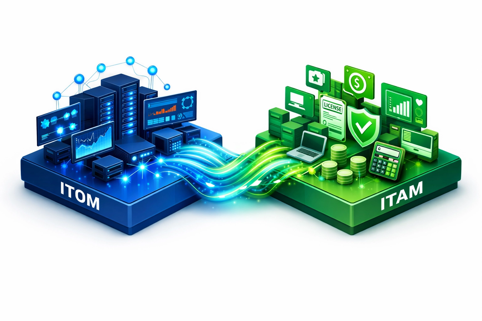 Integrated ServiceNow ITAM and ITOM platform architecture delivering unified asset and operations management