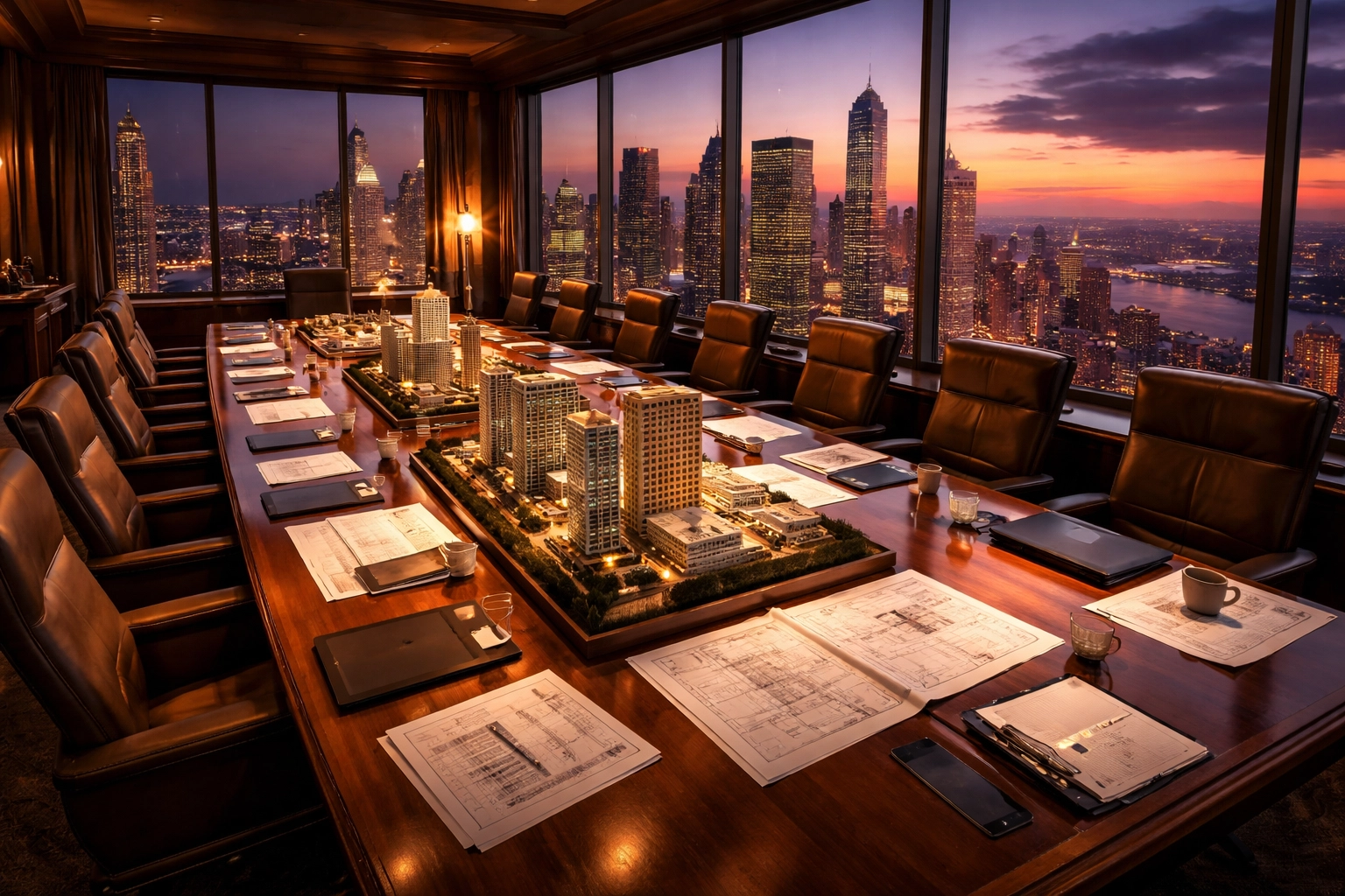 Spacious boardroom with city skyline view highlights private equity's role in diversified investment portfolios.
