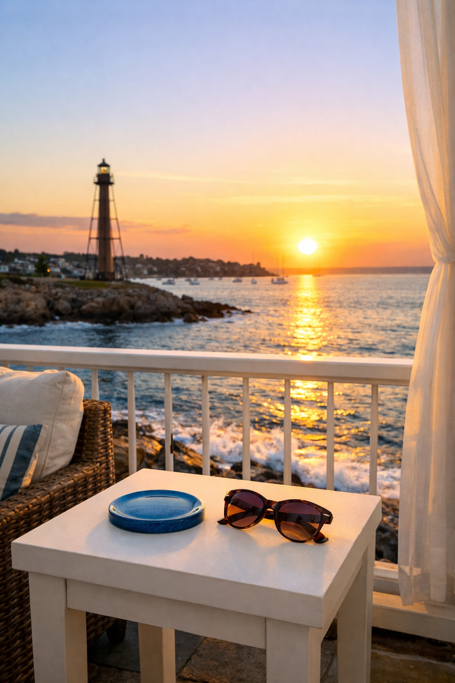 Relaxing sunset view of Marblehead Harbor after professional house cleaning service simplifies life.