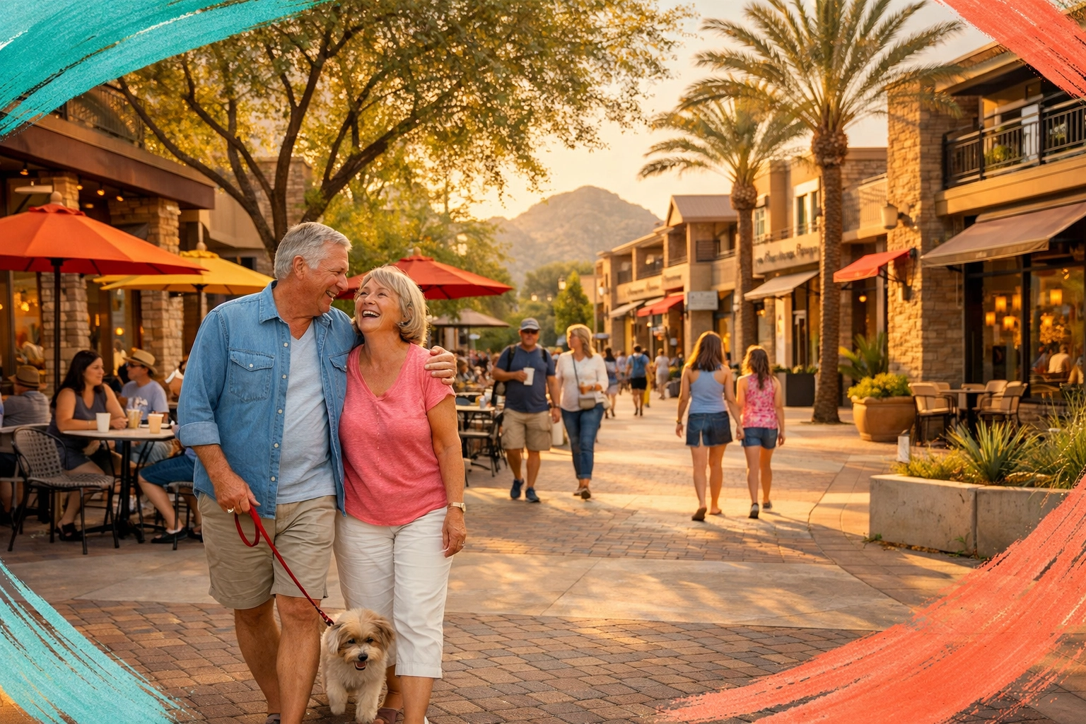 Verrado Main Street walkable downtown with shops and cafes near Victory active adult community