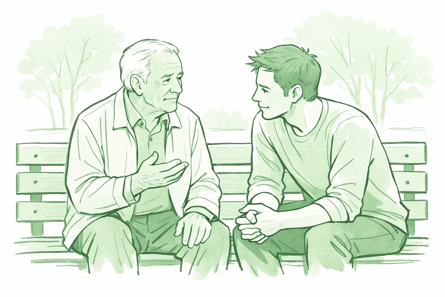 Intergenerational gay mentorship - older and younger men sharing wisdom about faith and identity