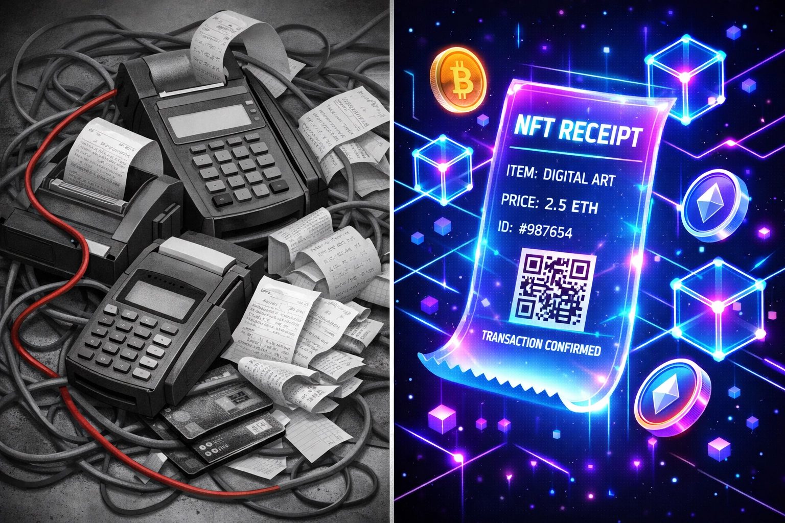 Old payment systems versus modern NFT receipts and Web3 global payments technology