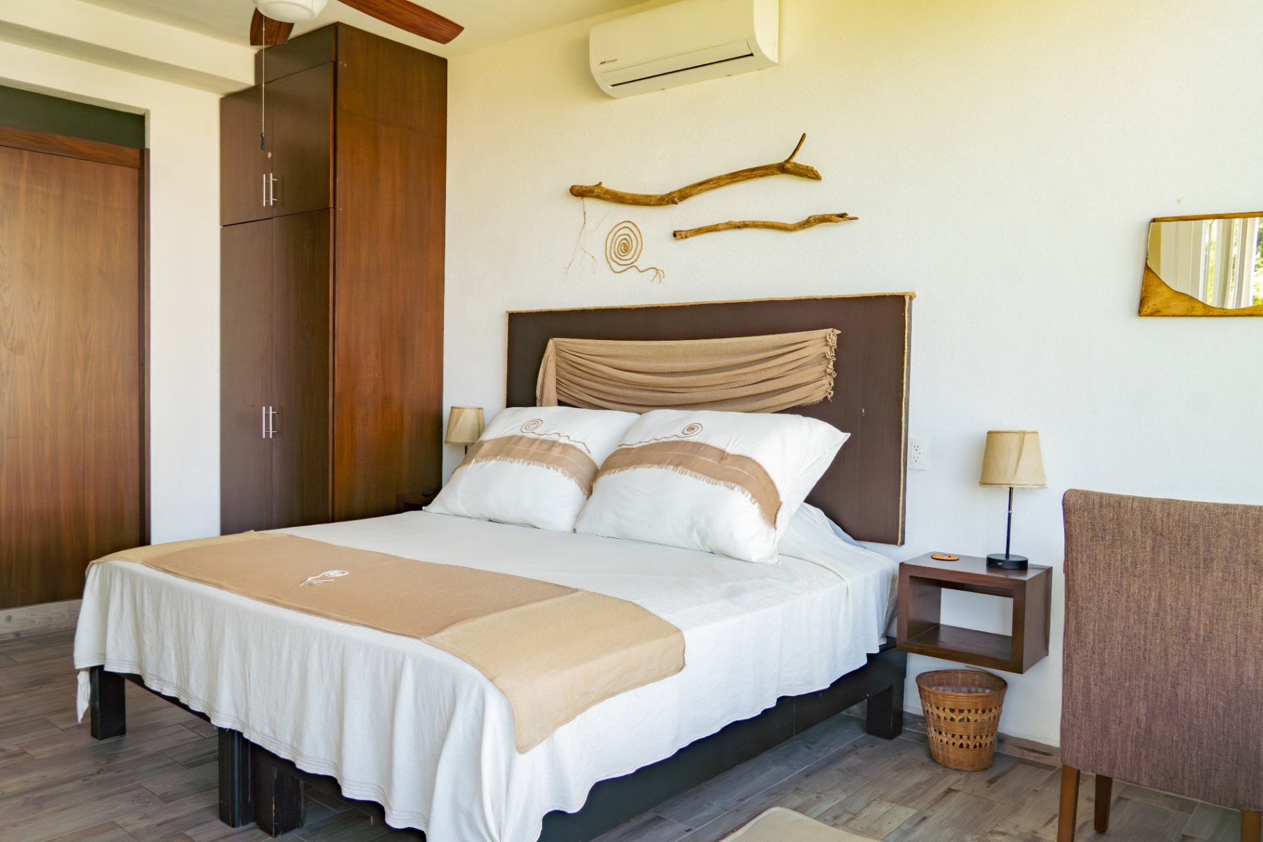 Modern, comfortable bedroom with air conditioning