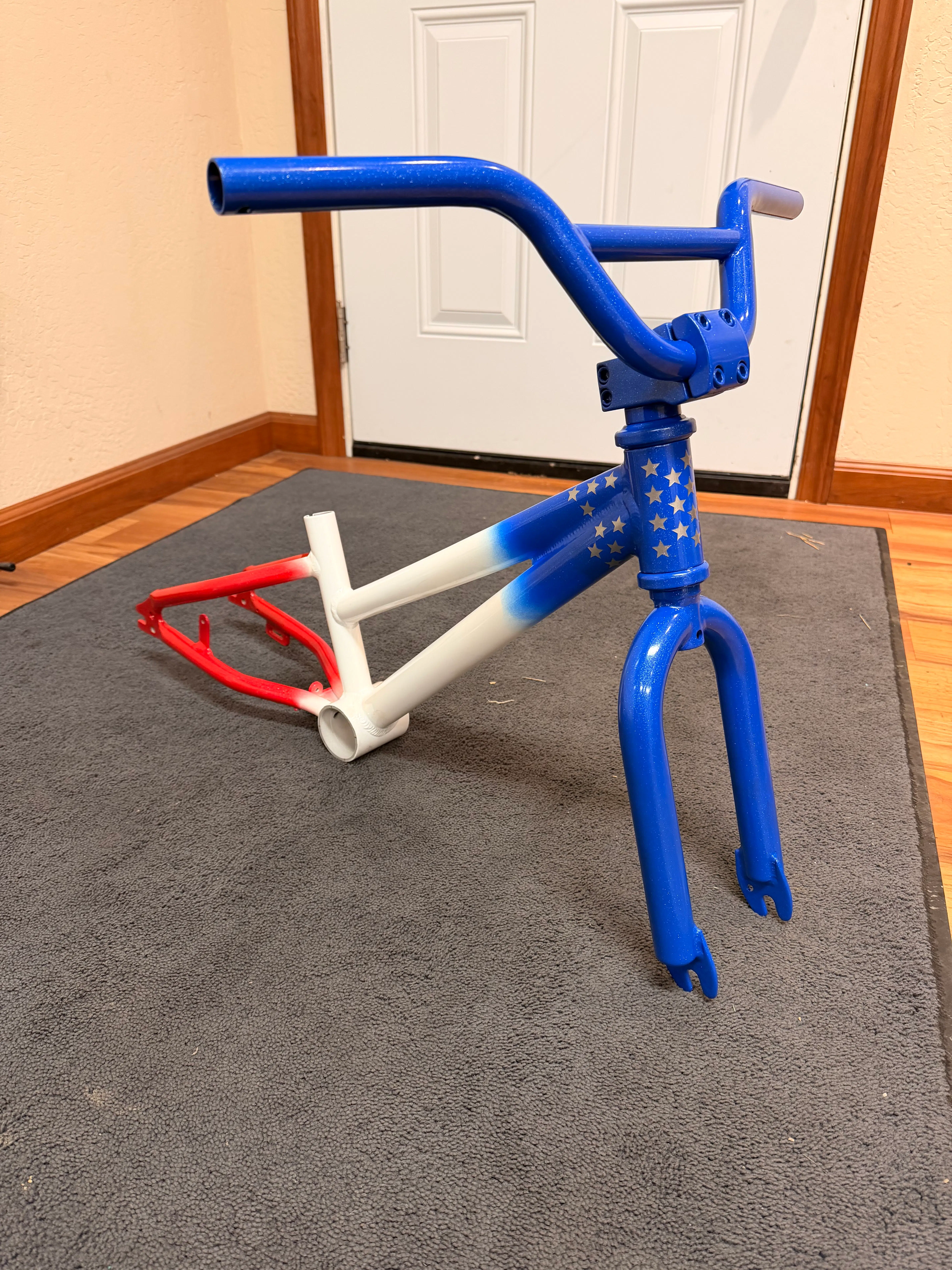 Custom Patriotic BMX Bike Frame Red White Blue