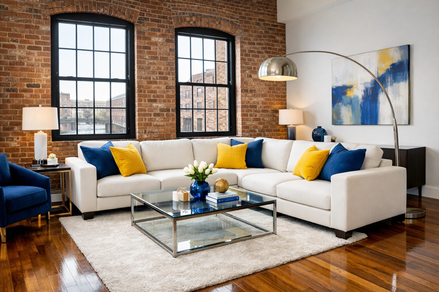 Immaculate Canal District living room following a professional house cleaning Worcester MA session.