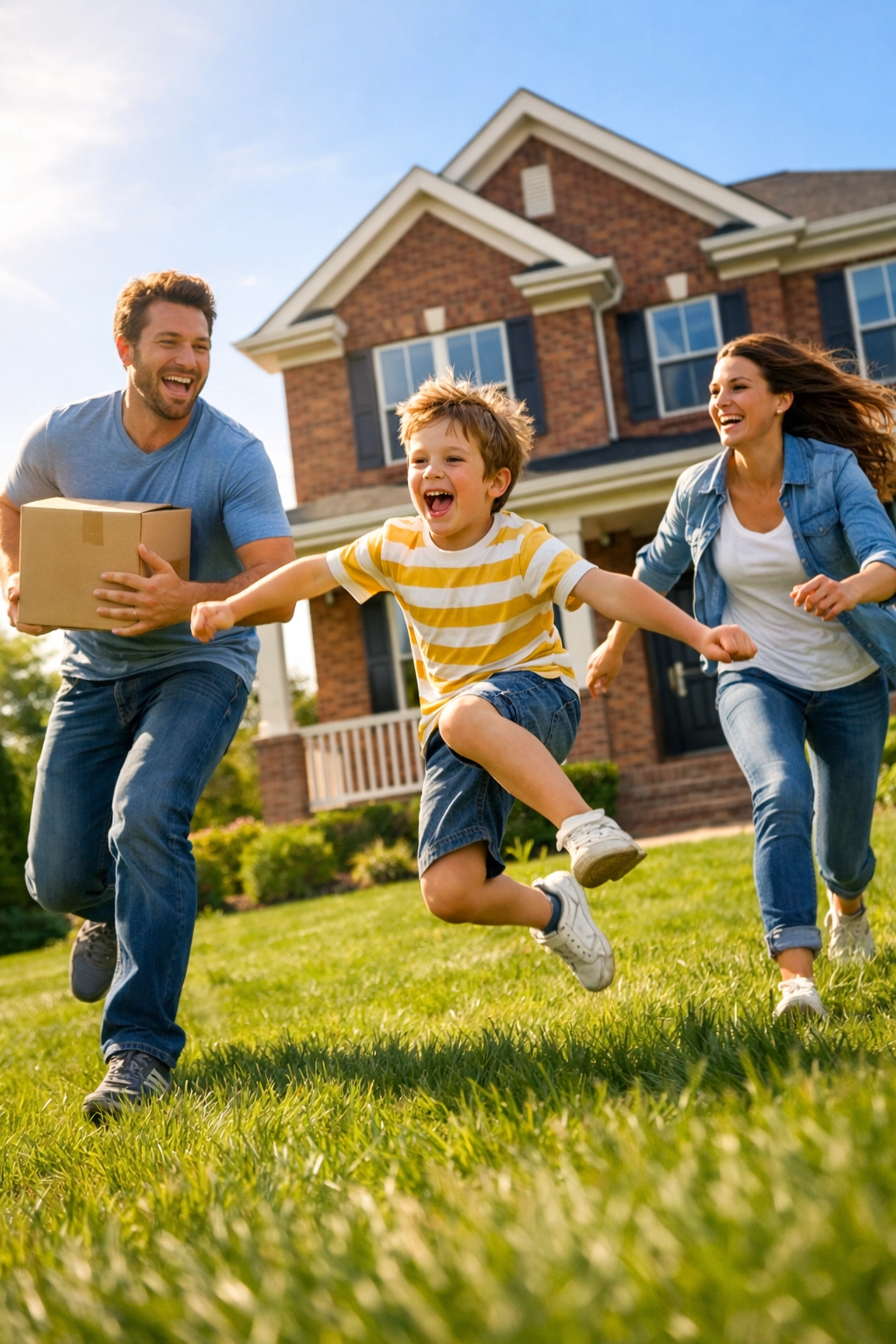 Happy family moving into their new Texas home, symbolizing the result of careful mortgage budgeting.